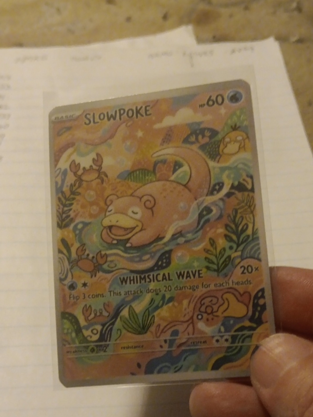 Slowpoke Whimsical Wave Card - Pink